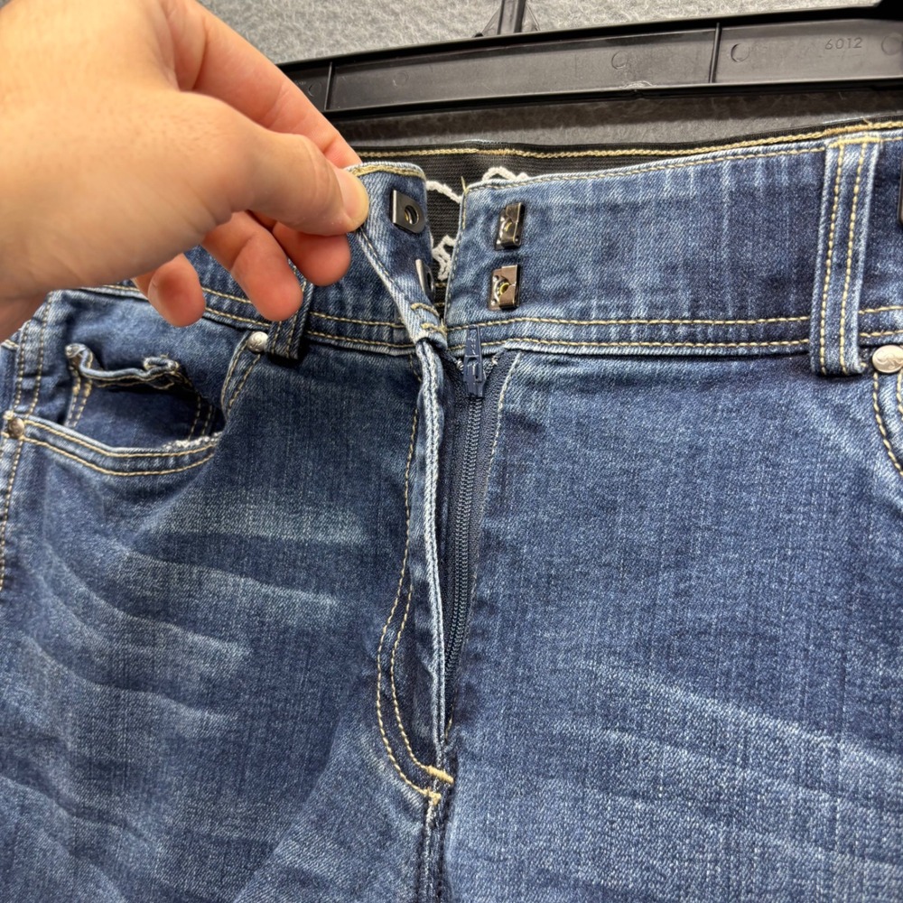Goode Rider Blue Denim Full Seat Equestrian Riding Breeches Women Size 34R - Picture 11 of 15